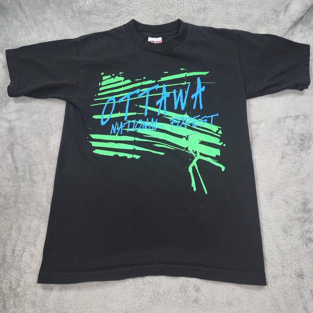 Ottawa National Forest Shirt Mens Medium Bayside Graphic‎ Tee Made USA Outdoor